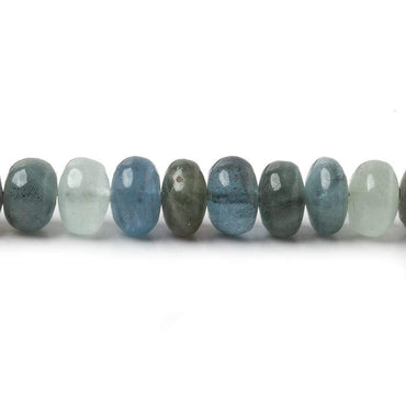 3.5-6.5mm Aqua & Moss Aquamarine plain rondelles 18 inch 155 beads AA (ONLINE ORDER ONLY)