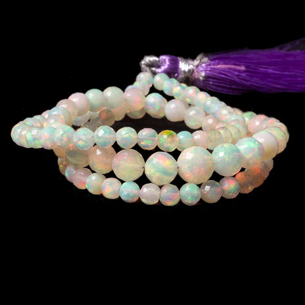 3.5-6.5mm Ethiopian Cream White Opal faceted round beads 17 inch 100 pcs (ONLINE ORDER ONLY)