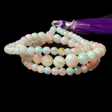 3.5-6.5mm Ethiopian Cream White Opal faceted round beads 17 inch 100 pcs (ONLINE ORDER ONLY)