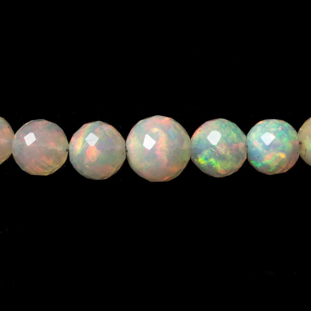 3.5-6.5mm Ethiopian Cream White Opal faceted round beads 17 inch 100 pcs (ONLINE ORDER ONLY)