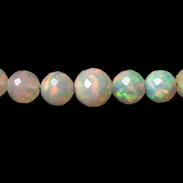 3.5-6.5mm Ethiopian Cream White Opal faceted round beads 17 inch 100 pcs (ONLINE ORDER ONLY)