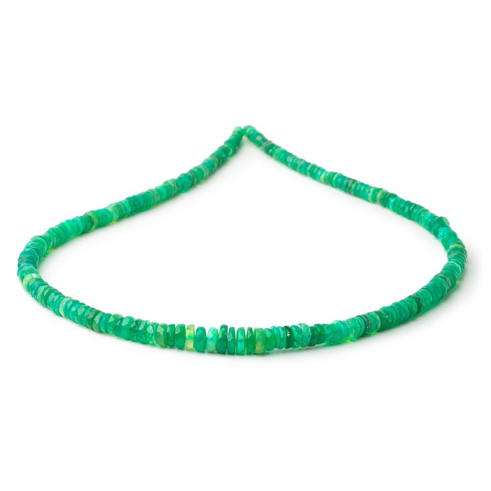3.5-6.5mm Kelly Green Ethiopian Opal Faceted Heishi 16 inch 228 Beads AA (ONLINE ORDER ONLY)