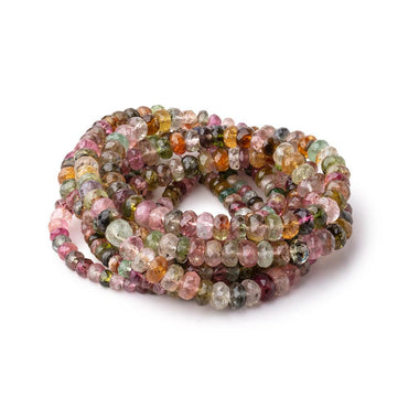 3.5-6mm Multi Color Tourmaline Faceted Rondelle Beads 16 inch 138 pieces (ONLINE ORDER ONLY)