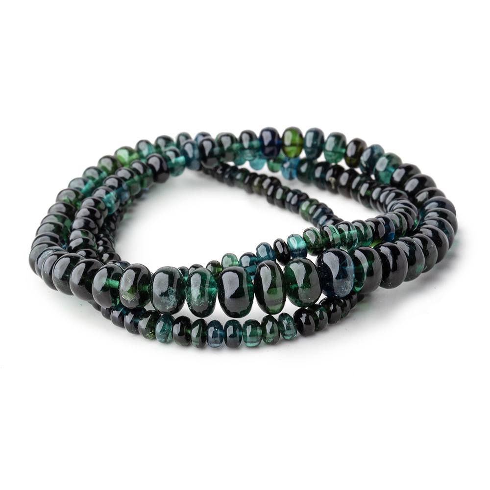 3.5-7.5mm Indicolite Blue & Chrome Green Tourmaline Plain Rondelles 18 inch 170 pieces AA (ONLINE ORDER ONLY)