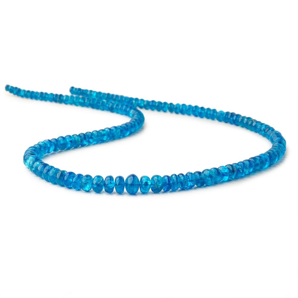 3.5-7.5mm Neon Blue Apatite plain rondelle beads 18 inch 135 pieces AA (ONLINE ORDER ONLY)