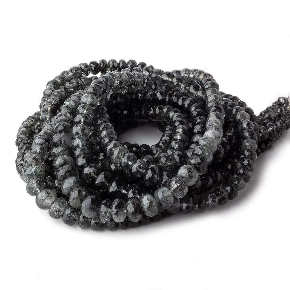 3.5-7mm Black Tourmalinated Quartz faceted rondelle beads 18 inch 135 pieces A (ONLINE ORDER ONLY)