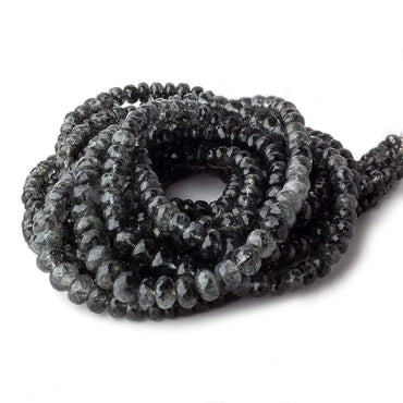 3.5-7mm Black Tourmalinated Quartz faceted rondelle beads 18 inch 135 pieces A (ONLINE ORDER ONLY)