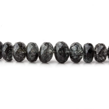 3.5-7mm Black Tourmalinated Quartz faceted rondelle beads 18 inch 135 pieces A (ONLINE ORDER ONLY)