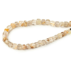 3.5-7mm Rutilated Quartz Faceted Cube Beads 8 inch 39 pieces (ONLINE ORDER ONLY)