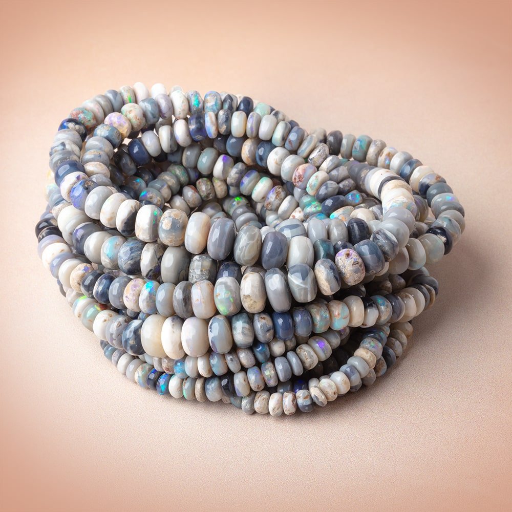 3.5-8mm Australian Opal Plain Rondelle Beads 18 inch 152 pieces (ONLINE ORDER ONLY)