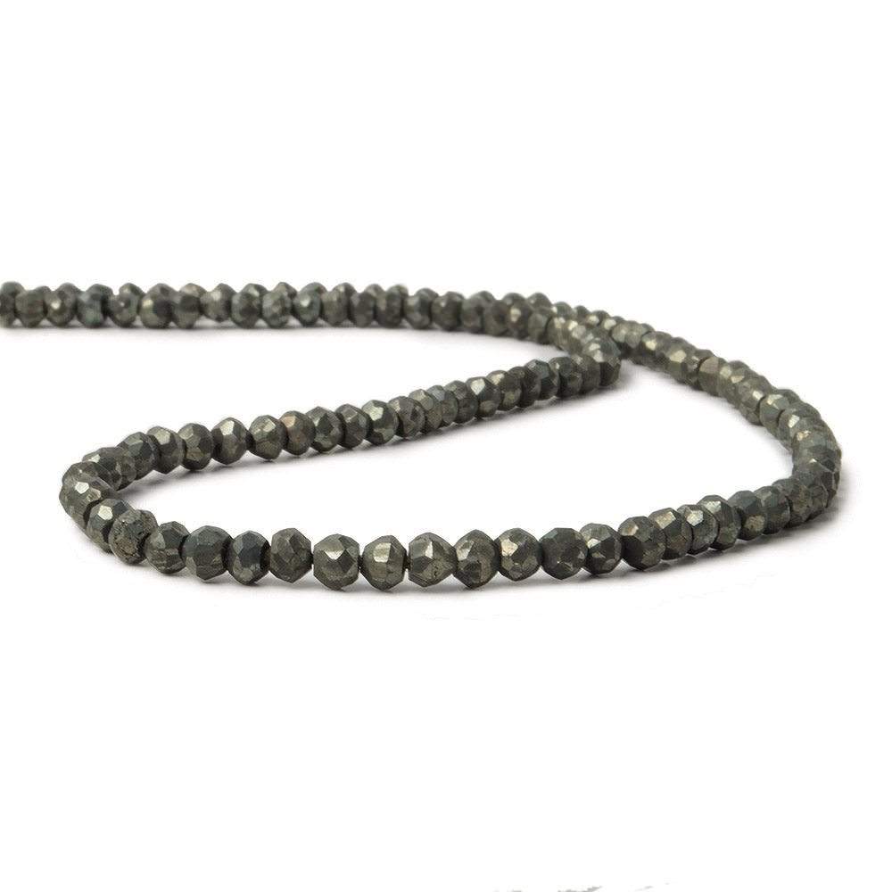3.5 mm Matte Pyrite Faceted Rondelle 13.25 inch 139 beads (ONLINE ORDER ONLY)