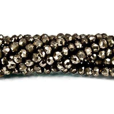 3.5 mm Matte Pyrite Faceted Rondelle 13.25 inch 139 beads (ONLINE ORDER ONLY)