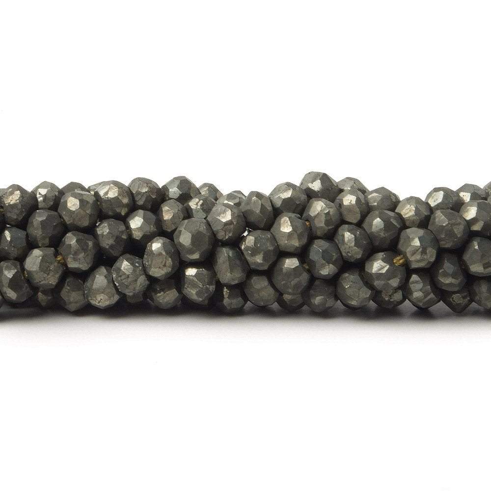 3.5 mm Matte Pyrite Faceted Rondelle 13.25 inch 139 beads (ONLINE ORDER ONLY)