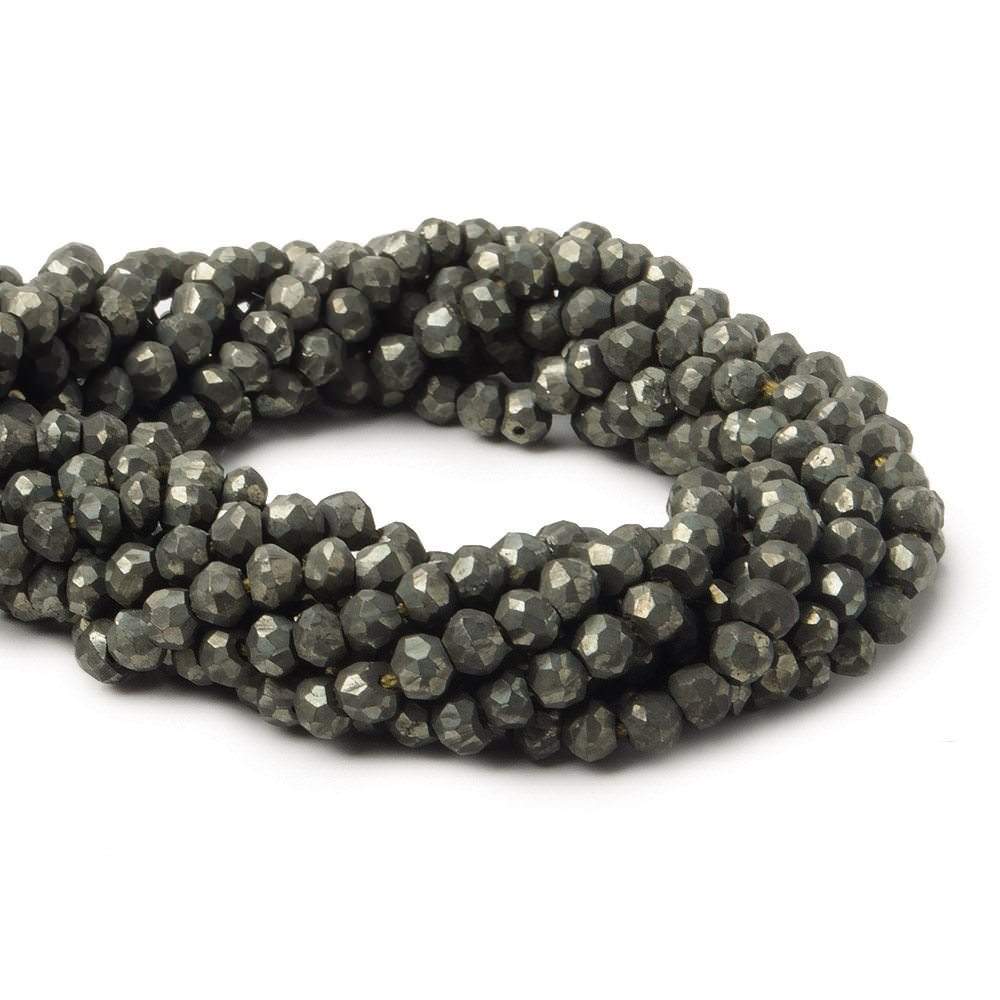 3.5 mm Matte Pyrite Faceted Rondelle 13.25 inch 139 beads (ONLINE ORDER ONLY)