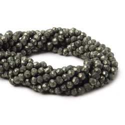 3.5 mm Matte Pyrite Faceted Rondelle 13.25 inch 139 beads (ONLINE ORDER ONLY)