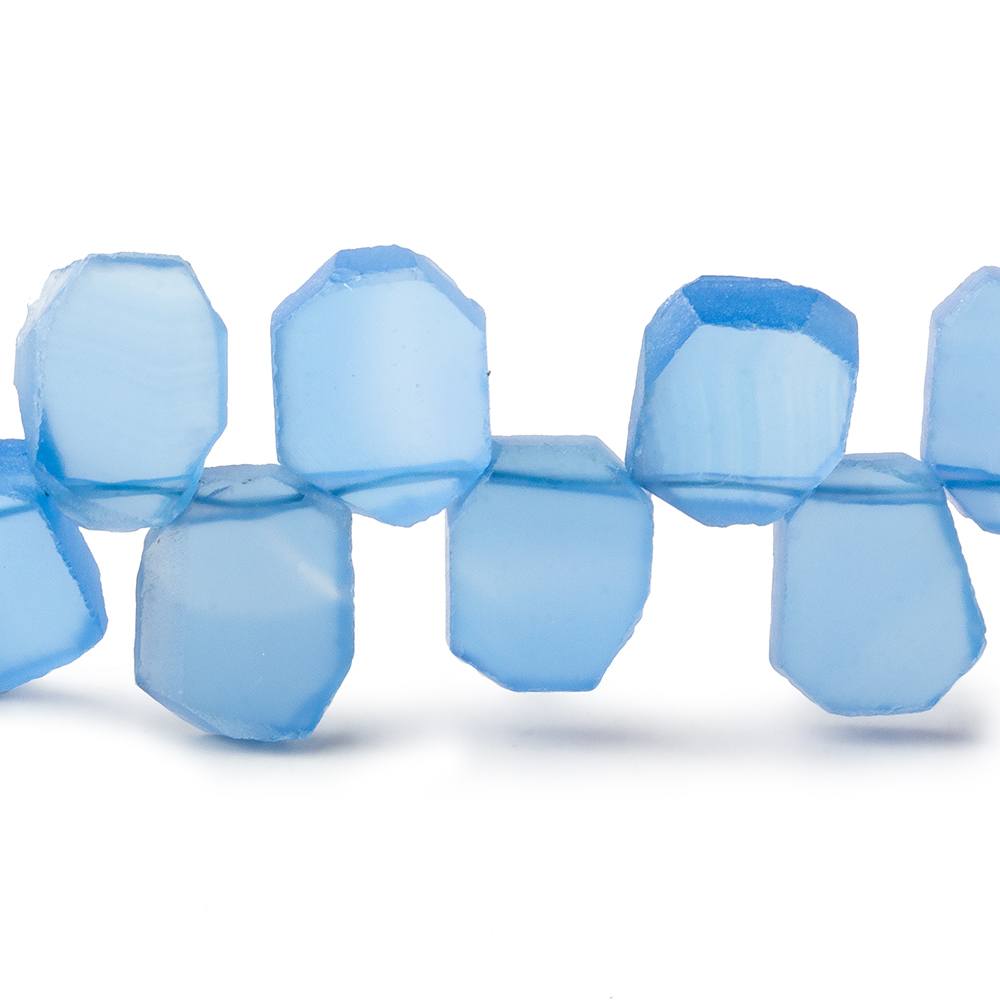 9x8-11x7mm Santorini Blue Chalcedony top drilled plain nugget 8 inch 31 beads (ONLINE ORDER ONLY)