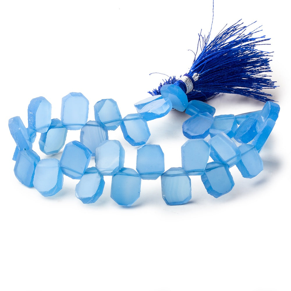 9x8-11x7mm Santorini Blue Chalcedony top drilled plain nugget 8 inch 31 beads (ONLINE ORDER ONLY)