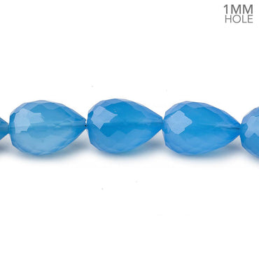 12x8mm Santorini Blue Chalcedony straight drilled faceted tear drop beads 8 inch 17 large hole beads (ONLINE ORDER ONLY)