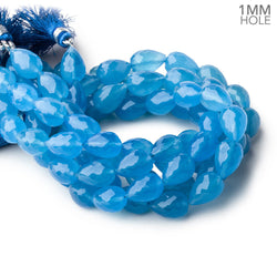 12x8mm Santorini Blue Chalcedony straight drilled faceted tear drop beads 8 inch 17 large hole beads (ONLINE ORDER ONLY)