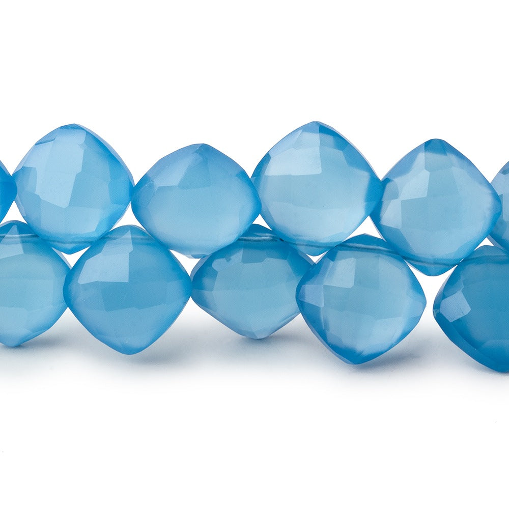 8.5mm Santorini Blue Chalcedony faceted pillows 8 inch 40 beads (ONLINE ORDER ONLY)