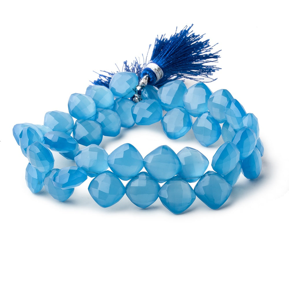 8.5mm Santorini Blue Chalcedony faceted pillows 8 inch 40 beads (ONLINE ORDER ONLY)