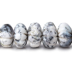 7.5-12.5mm Dendritic Opal Hand Carved Melon Rondelles 18 inch 74 beads AA (ONLINE ORDER ONLY)