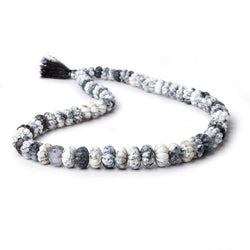7.5-12.5mm Dendritic Opal Hand Carved Melon Rondelles 18 inch 74 beads AA (ONLINE ORDER ONLY)