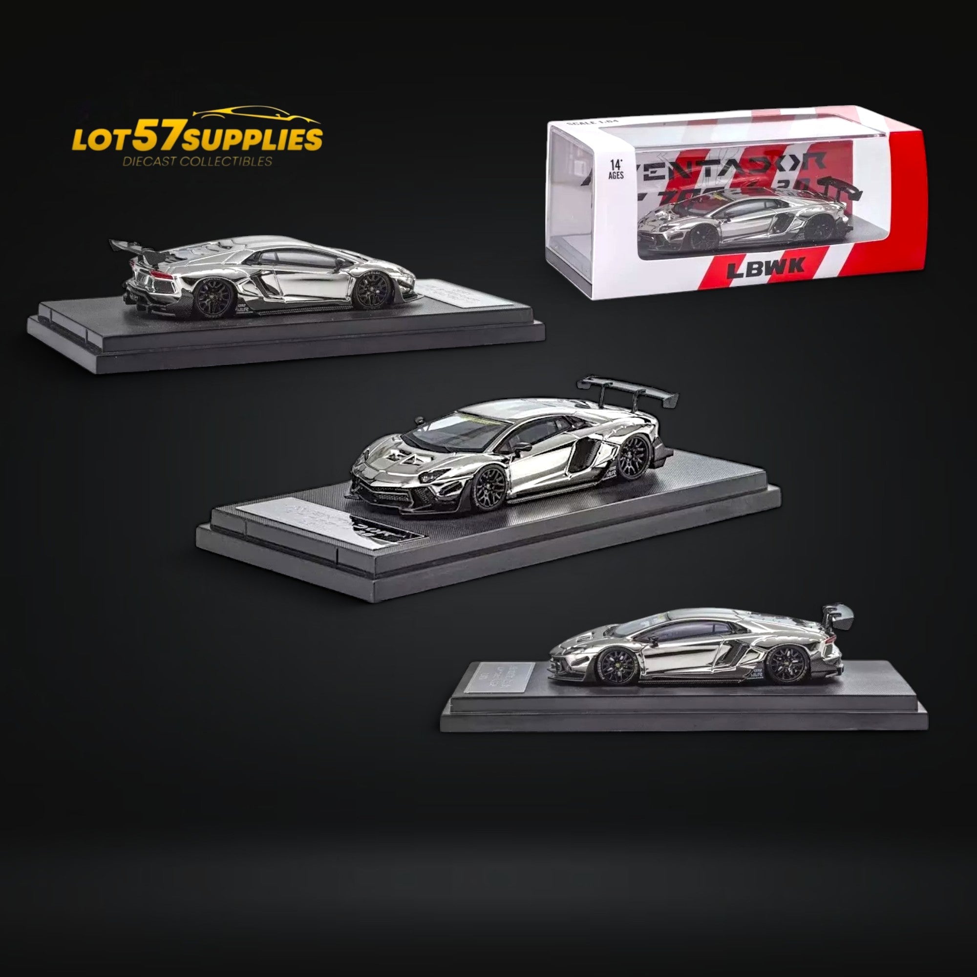 Star Model 1:64 Aventador LBWK LP700-4 Chrome Silver 1:64 (ONLINE ORDER ONLY)