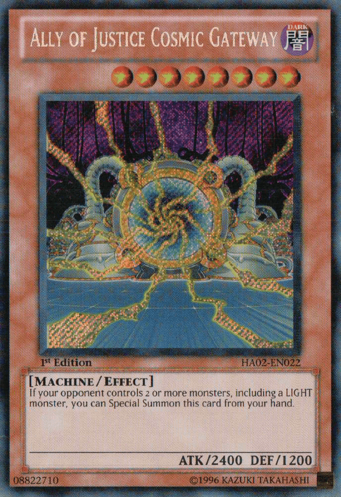 Ally of Justice Cosmic Gateway [HA02-EN022] Secret Rare (ONLINE ORDER ONLY)
