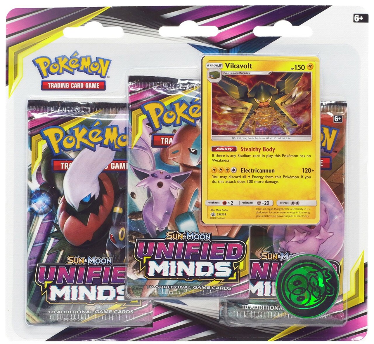 Sun & Moon: Unified Minds - 3-Pack Blister (Vikavolt) (ONLINE ORDER ONLY)