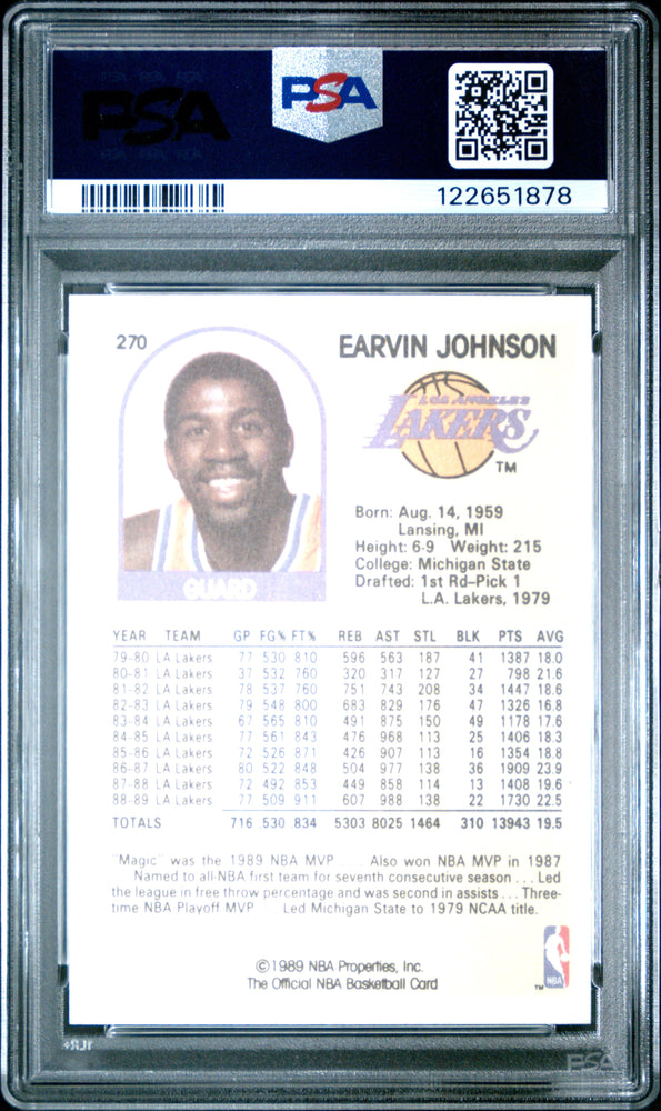 Graded 1989-90 Hoops Earvin Johnson #270 Basketball Card PSA 8 Near Mint (ONLINE ORDER ONLY)