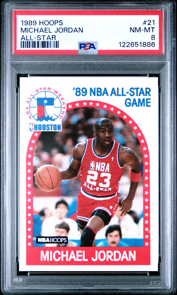 Graded 1989-90 Hoops Michael Jordan #21 Basketball Card PSA 8 Near Mint (ONLINE ORDER ONLY)