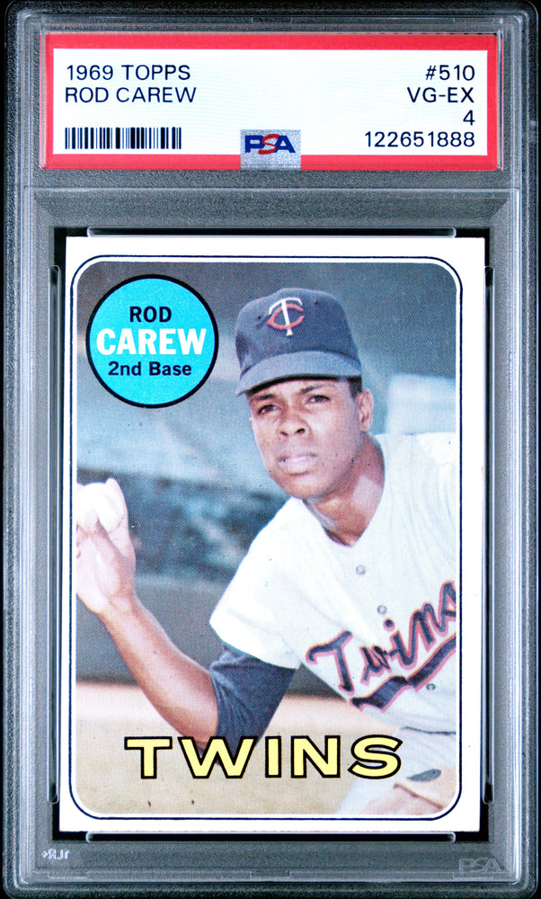 Graded 1969 Topps Rod Carew #510 Baseball Card PSA 4 Very Good (ONLINE ORDER ONLY)