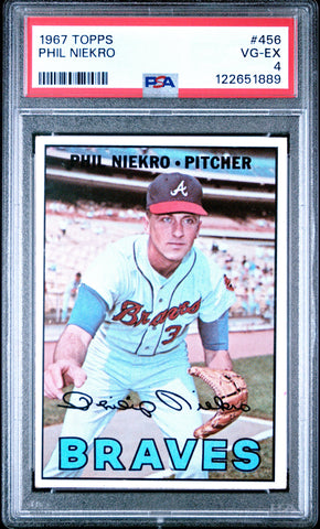 Graded 1967 Topps Phil Niekro #456 Baseball Card PSA 4 Very Good (ONLINE ORDER ONLY)