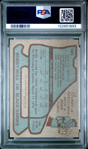 Graded 1979-80 Topps Bobby Hull #185 Hockey Card PSA 3 Very Good (ONLINE ORDER ONLY)