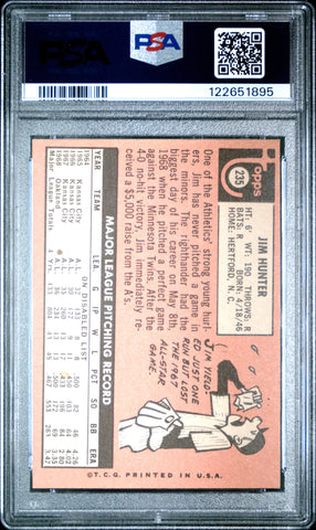 Graded 1969 Topps Jim Hunter #235 Rookie RC Baseball Card PSA 6 Excellent (ONLINE ORDER ONLY)