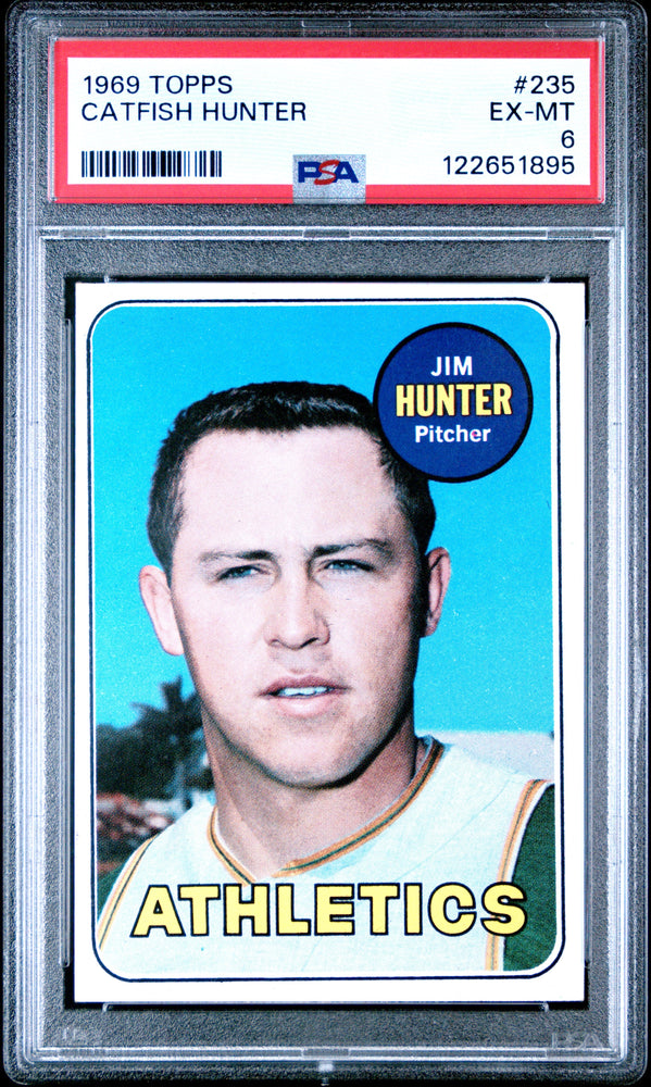 Graded 1969 Topps Jim Hunter #235 Rookie RC Baseball Card PSA 6 Excellent (ONLINE ORDER ONLY)