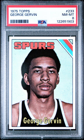 Graded 1975-76 Topps George Gervin #233 Basketball Card PSA 8 Near Mint (ONLINE ORDER ONLY)