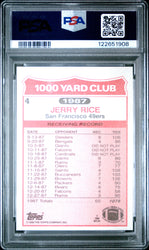 Graded 1988 Topps Jerry Rice #4 1000 Yard Club Football Card PSA 9 Mint (ONLINE ORDER ONLY)