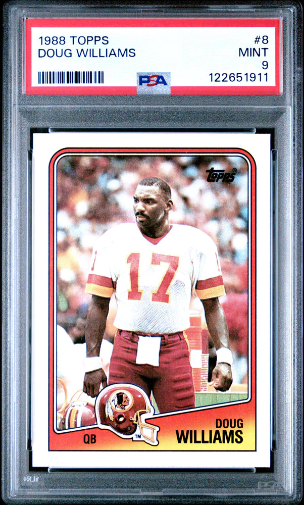 Graded 1988 Topps Doug Williams #8 Football Card PSA 9 Mint (ONLINE ORDER ONLY)