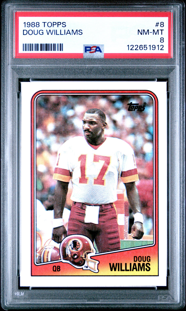 Graded 1988 Topps Doug Williams #8 Football Card PSA 8 Near Mint (ONLINE ORDER ONLY)