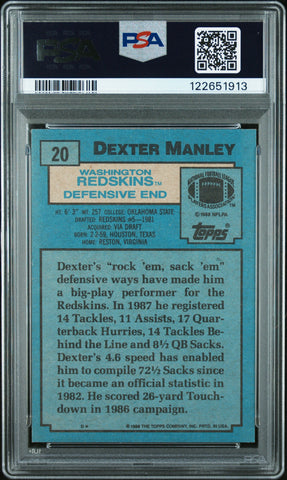 Graded 1988 Topps Dexter Manley #20 Football Card PSA 8 Near Mint (ONLINE ORDER ONLY)