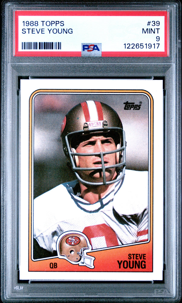 Graded 1988 Topps Steve Young #39 Football Card PSA 9 Mint (ONLINE ORDER ONLY)