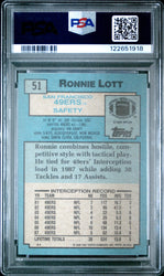 Graded 1988 Topps Ronnie Lott #51 Football Card PSA 8 Near Mint (ONLINE ORDER ONLY)