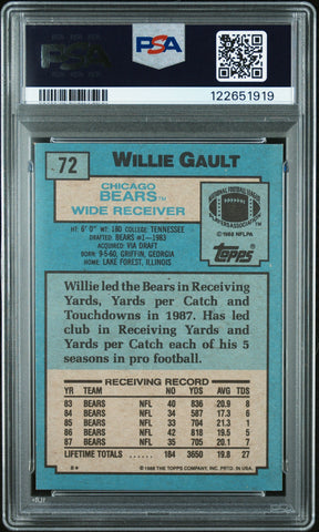 Graded 1988 Topps Willie Gault #72 Football Card PSA 8 Near Mint (ONLINE ORDER ONLY)