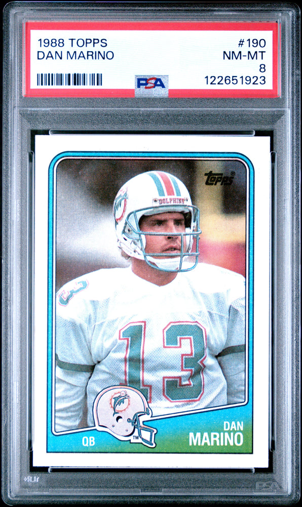 Graded 1988 Topps Dan Marino #190 Football Card PSA 8 Near Mint (ONLINE ORDER ONLY)