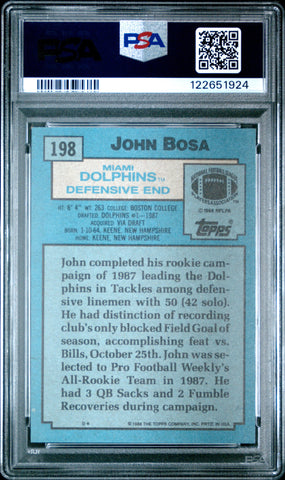 Graded 1988 Topps John Bosa #198 Rookie RC Football Card PSA 8 Near Mint (ONLINE ORDER ONLY)