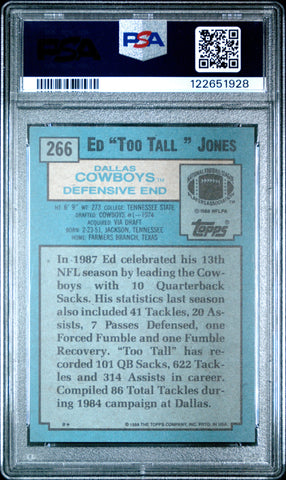 Graded 1988 Topps Ed "Too Tall" Jones #266 Football Card PSA 8 Near Mint (ONLINE ORDER ONLY)
