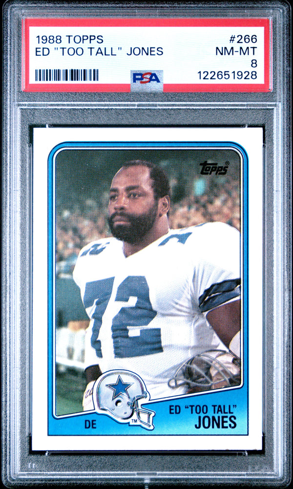 Graded 1988 Topps Ed "Too Tall" Jones #266 Football Card PSA 8 Near Mint (ONLINE ORDER ONLY)