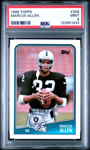 Graded 1988 Topps Marcus Allen #328 Football Card PSA 9 Mint (ONLINE ORDER ONLY)